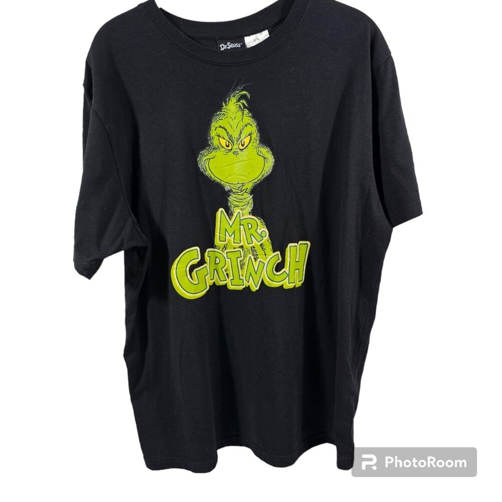 Dr. Suess Black Men's Tee "Mr. Grinch," Men's Large